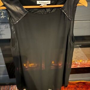 BCBGeneration vintage Black Sheer Top with Trim